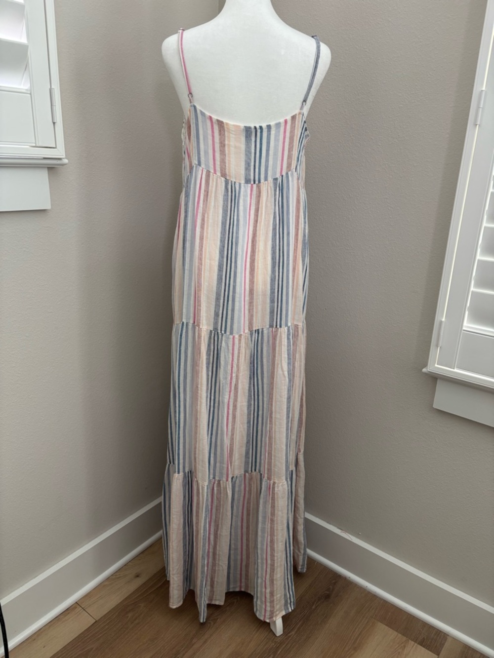 Splendid Striped Lightweight Spaghetti Strap Sundress - Blue, Pink, Cream - Picture 4 of 4